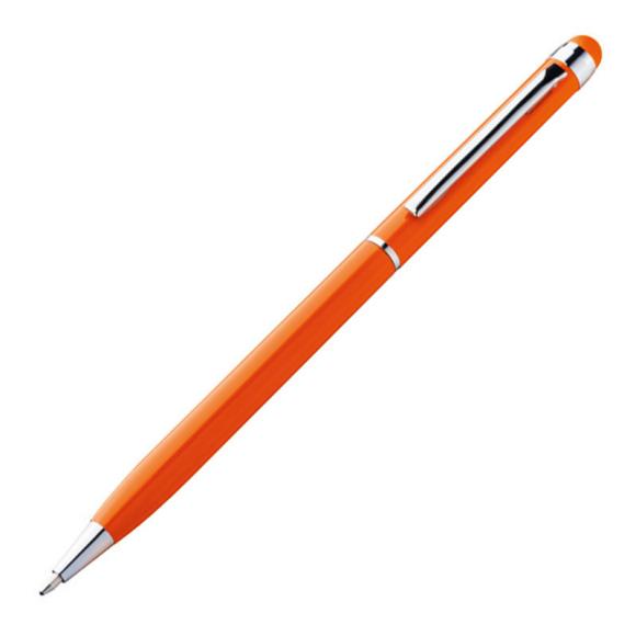 10 Touchpen Drehkugelschreiber mit Namensgravur - aus Edelstahl - Farbe: orange