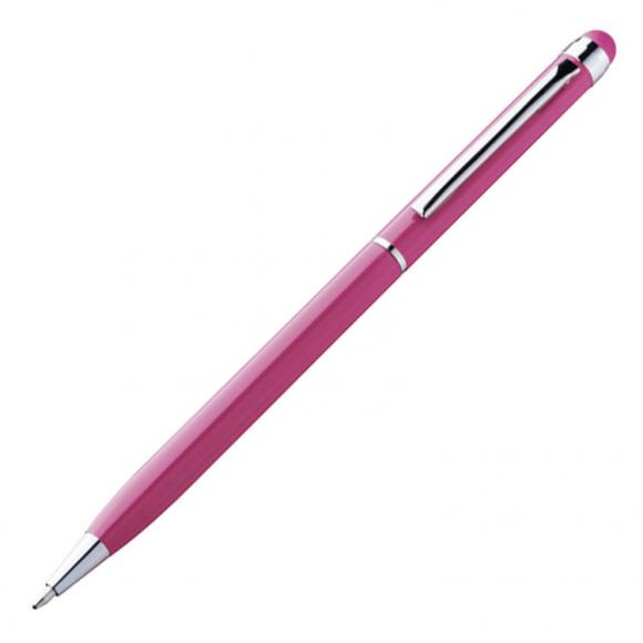 10 Touchpen Drehkugelschreiber mit Namensgravur - aus Edelstahl - Farbe: pink