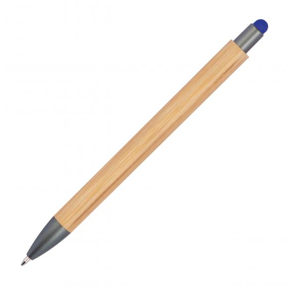 10 Touchpen Holzkugelschreiber aus Bambus mit Gravur / Stylusfarbe: blau