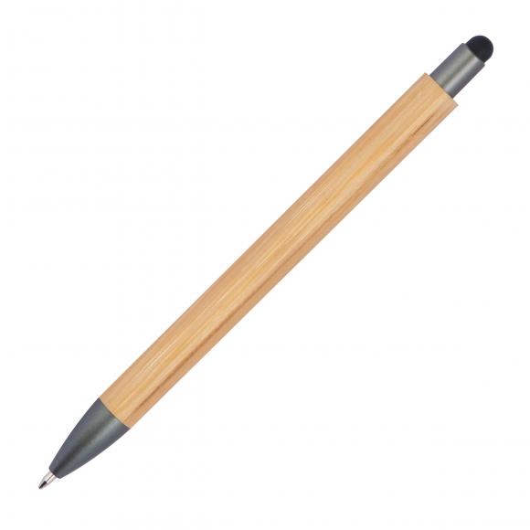 10 Touchpen Holzkugelschreiber aus Bambus mit Gravur / Stylusfarbe: schwarz