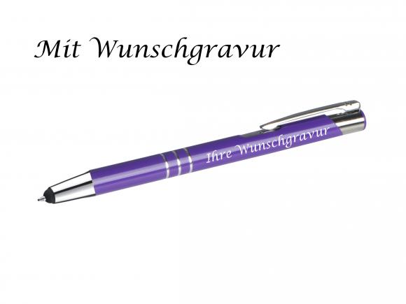 10 Touchpen Kugelschreiber aus Metall mit Gravur  / 10 verschiedene Farben