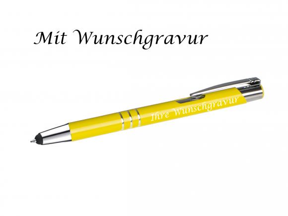 10 Touchpen Kugelschreiber aus Metall mit Gravur  / 10 verschiedene Farben