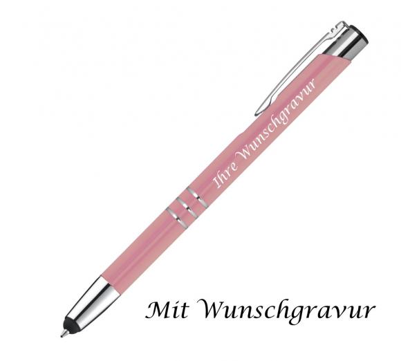 10 Touchpen Kugelschreiber aus Metall mit Gravur / Farbe: rosé