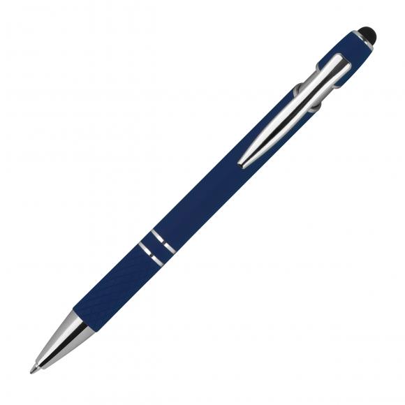 10 Touchpen Kugelschreiber aus Metall mit Namensgravur - mit Muster - dunkelblau