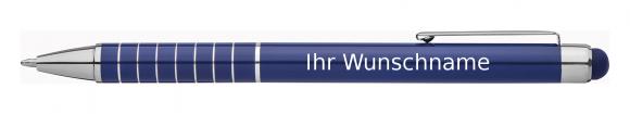 10 Touchpen Kugelschreiber mit Gravur / aus Metall / Farbe: blau
