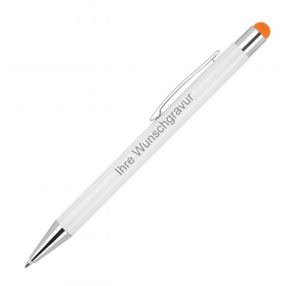 10 Touchpen Kugelschreiber mit Gravur / aus Metall / Stylusfarbe: orange