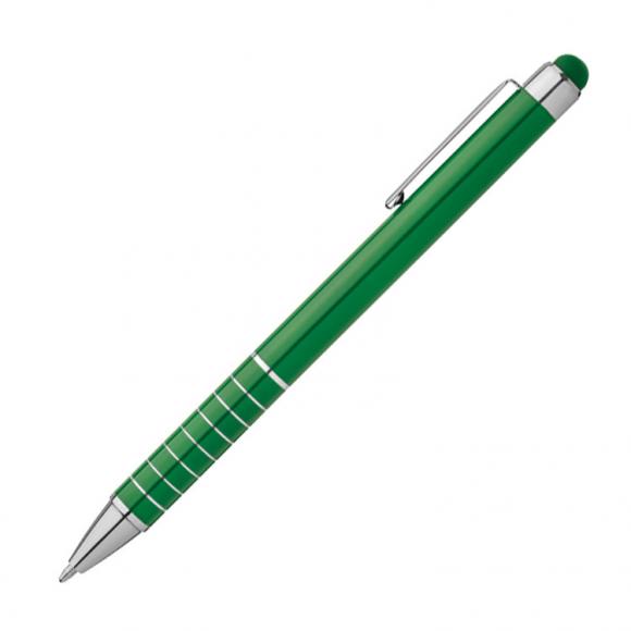 10 Touchpen Kugelschreiber mit Namensgravur - aus Metall - Farbe: grün