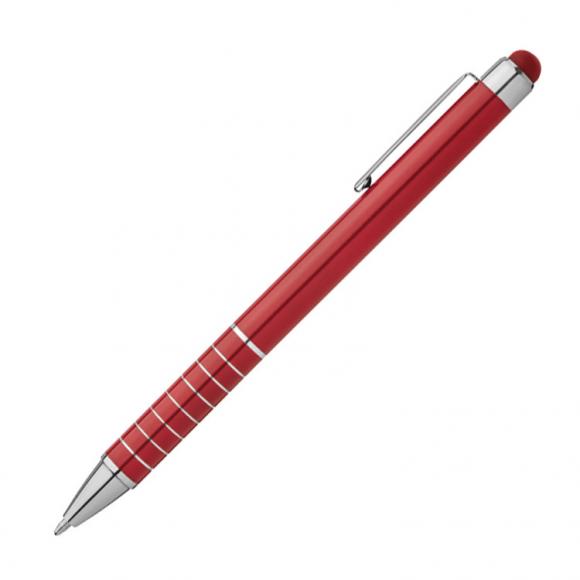 10 Touchpen Kugelschreiber mit Namensgravur - aus Metall - Farbe: rot