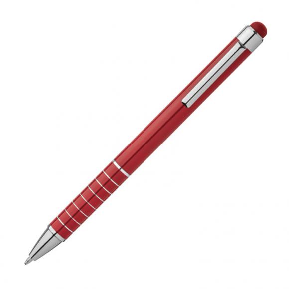 10 Touchpen Kugelschreiber mit Namensgravur - aus Metall - Farbe: rot