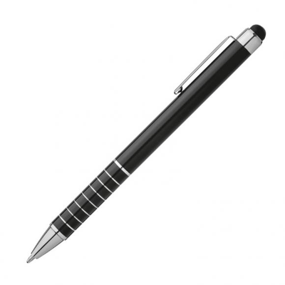 10 Touchpen Kugelschreiber mit Namensgravur - aus Metall - Farbe: schwarz