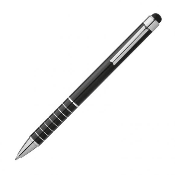 10 Touchpen Kugelschreiber mit Namensgravur - aus Metall - Farbe: schwarz