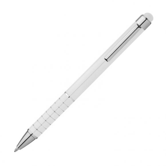 10 Touchpen Kugelschreiber mit Namensgravur - aus Metall - Farbe: weiss