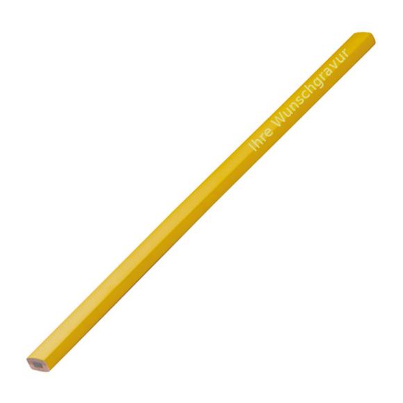 10 Zimmermannsbleistifte mit Gravur / Länge: 25cm / Farbe: lackiert gelb