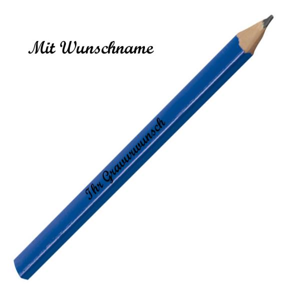 10 Zimmermannsbleistifte mit Namensgravur - mit Linealaufdruck - 17,5cm / blau