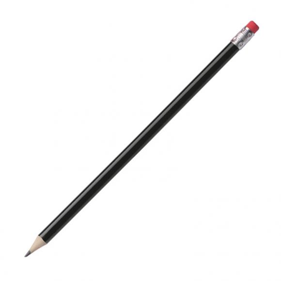 100 Bleistifte mit Radierer / HB / Farbe: lackiert schwarz / mit Gravur