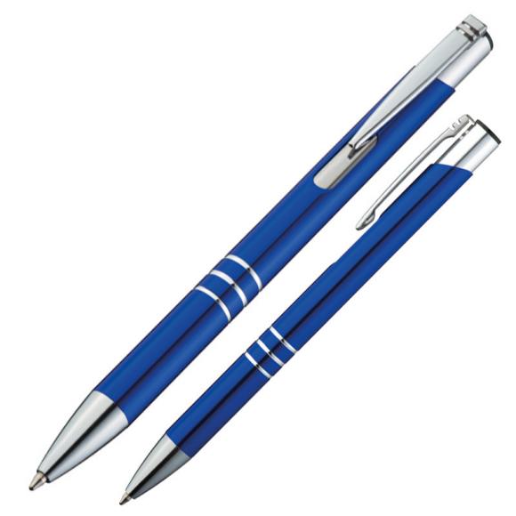 100 Kugelschreiber aus Metall / Farbe: blau