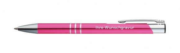 100 Kugelschreiber aus Metall / mit Gravur / Farbe: pink