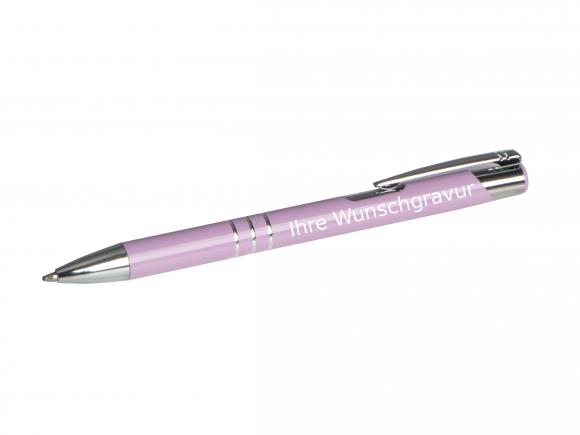 100 Kugelschreiber aus Metall mit Gravur / Farbe: pastell lila