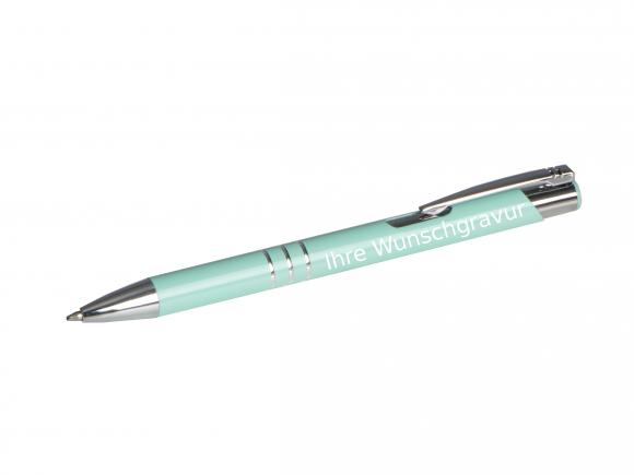 100 Kugelschreiber aus Metall mit Gravur / Farbe: pastell mint
