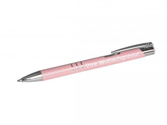 100 Kugelschreiber aus Metall mit Gravur / Farbe: pastell rosa