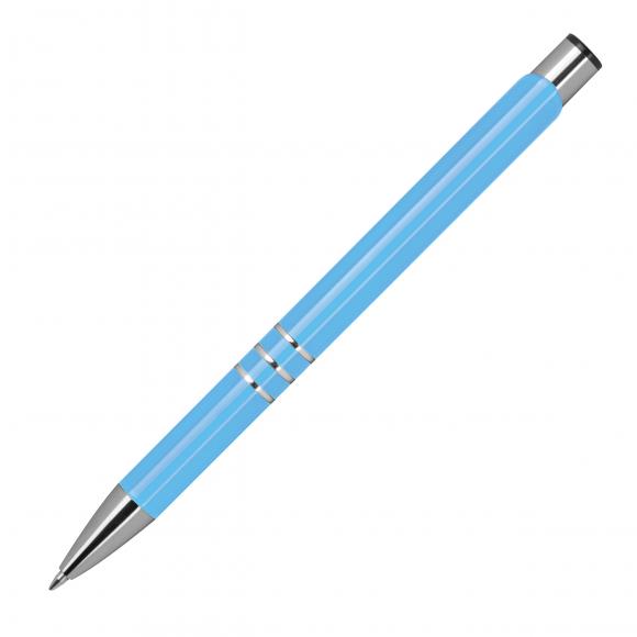100 Kugelschreiber aus Metall mit Gravur / vollfarbig lackiert / hellblau (matt)