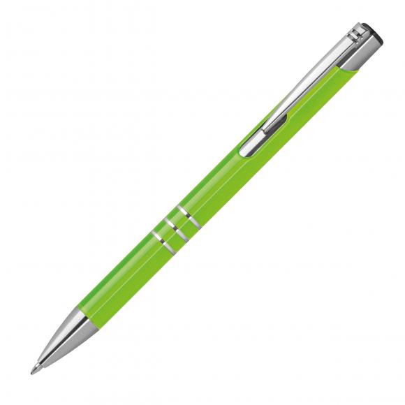 100 Kugelschreiber aus Metall mit Gravur / vollfarbig lackiert / hellgrün (matt)