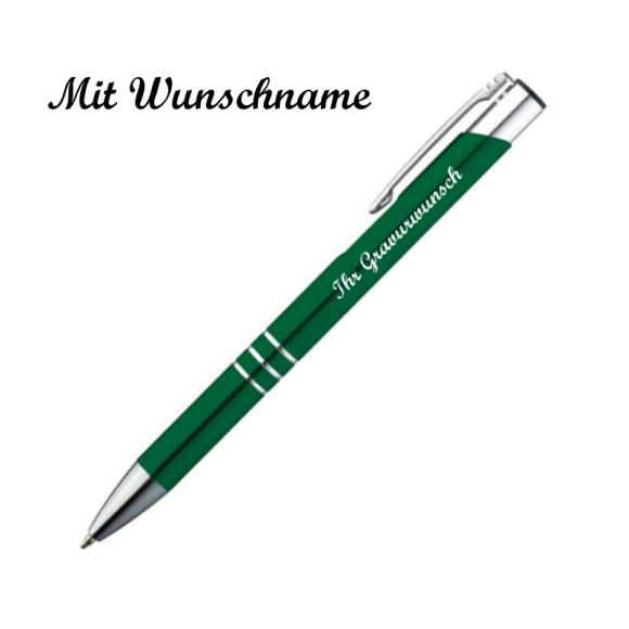 100 Kugelschreiber aus Metall mit Namensgravur - Farbe: grün