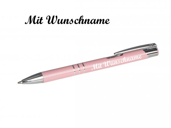 100 Kugelschreiber aus Metall mit Namensgravur - Farbe: pastell rosa