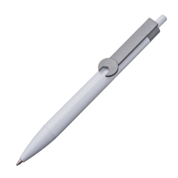 100x Druckkugelschreiber mit Gravur / "Schraubenschlüssel" / Clipfarbe: grau