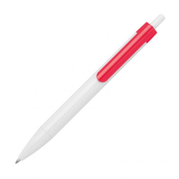 100x Druckkugelschreiber mit Gravur / Farbe: weiß-rot