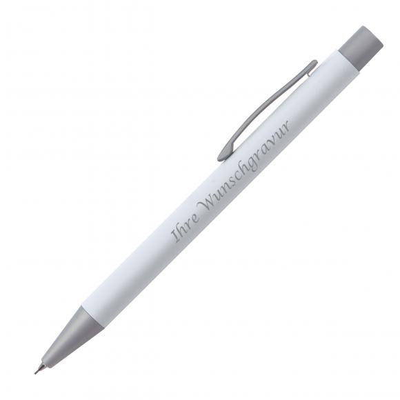10x Druckbleistift mit Gravur / aus Metall / Farbe: weiß