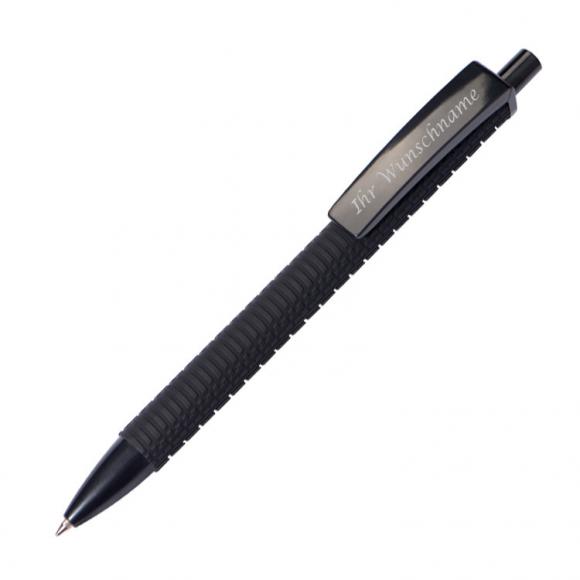 10x Druckkugelschreiber mit Gravur / "Auto-Reifenmuster" / Farbe: schwarz