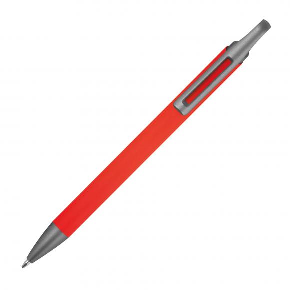 10x Gummierter Soft Touch Gel Kugelschreiber aus Metall mit Gravur / rot