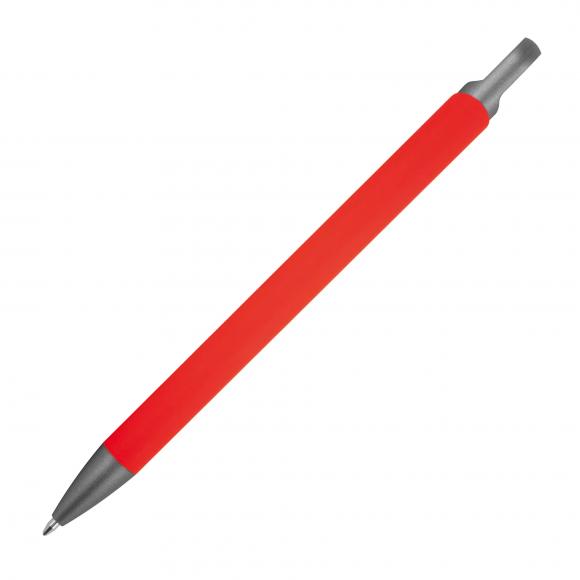 10x Gummierter Soft Touch Gel Kugelschreiber aus Metall mit Gravur / rot