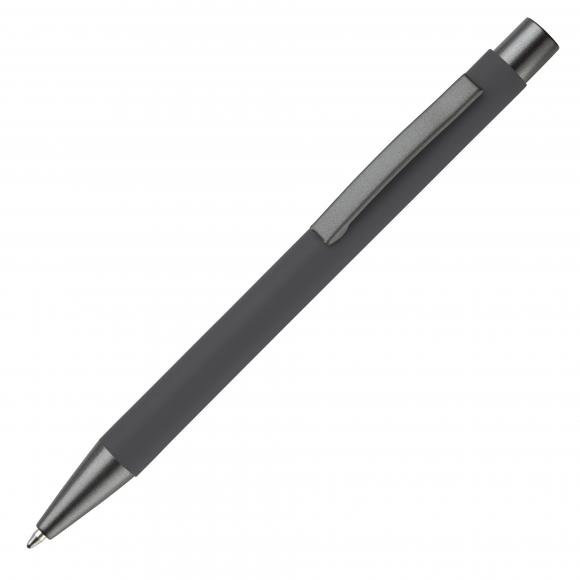 10x Kugelschreiber mit Gravur / aus Metall / mit Soft-Touch / Farbe: grau
