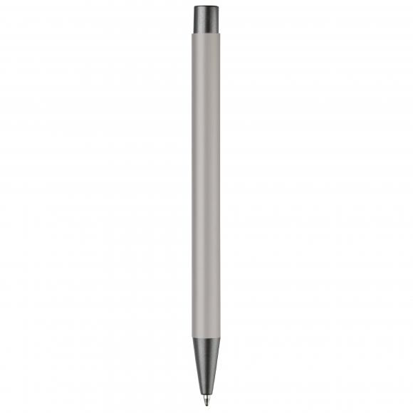 10x Kugelschreiber mit Gravur / aus Metall / mit Soft-Touch / Farbe: hellgrau