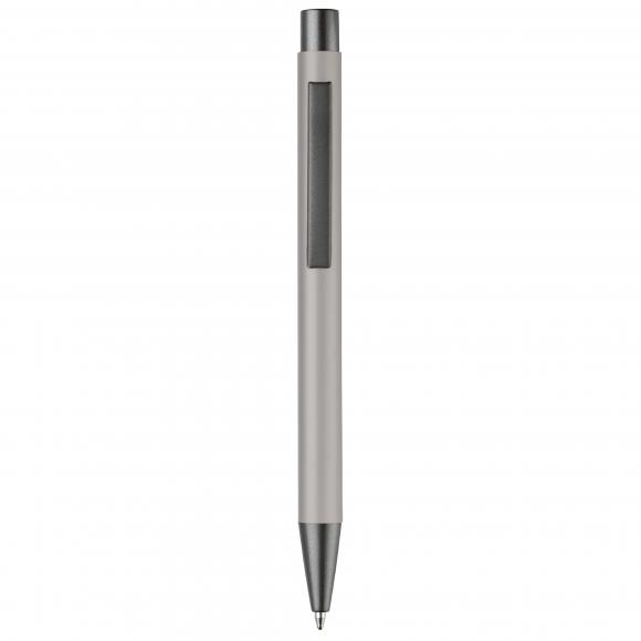 10x Kugelschreiber mit Gravur / aus Metall / mit Soft-Touch / Farbe: hellgrau