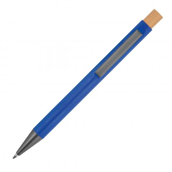 10x Kugelschreiber mit Gravur / aus recyceltem Alu mit Bambusdrücker / blau