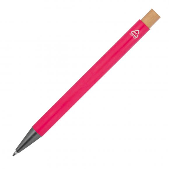 10x Kugelschreiber mit Gravur / aus recyceltem Alu mit Bambusdrücker / pink