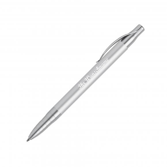 10x Kugelschreiber mit Namensgravur - aus Metall - Farbe: silber