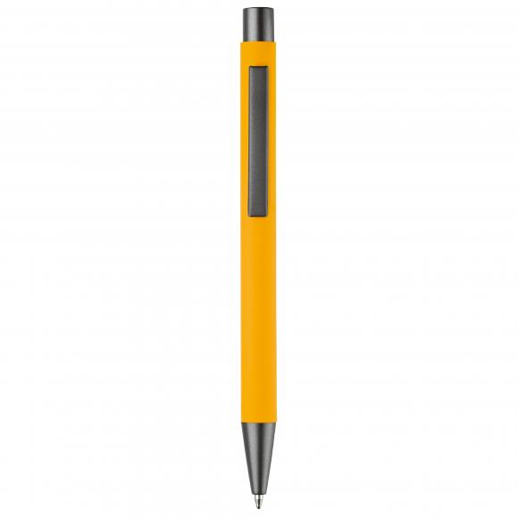 10x Kugelschreiber mit Namensgravur - aus Metall - mit Soft-Touch - Farbe: gelb