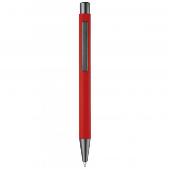 10x Kugelschreiber mit Namensgravur - aus Metall - mit Soft-Touch - Farbe: rot