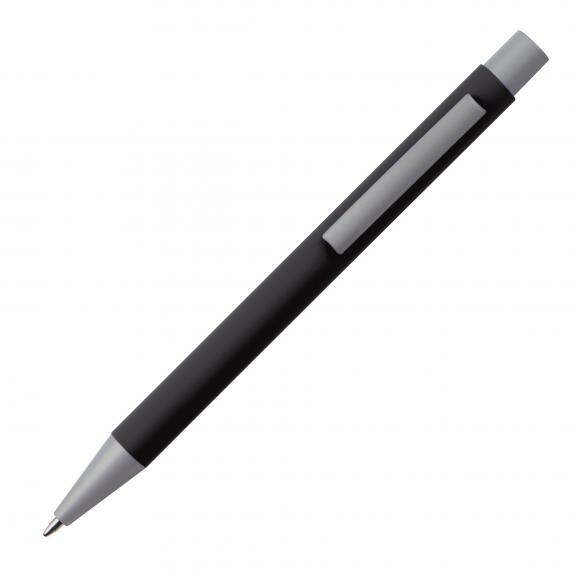 10x Metall-Kugelschreiber mit Gravur / mit rubber finish Oberfläche / schwarz