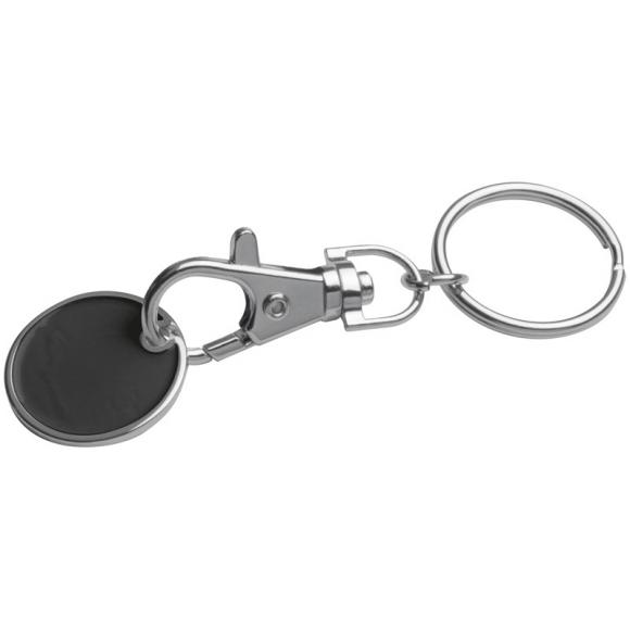 10x Metall Schlüsselanhänger mit Gravur / mit Einkaufschip / Farbe: schwarz