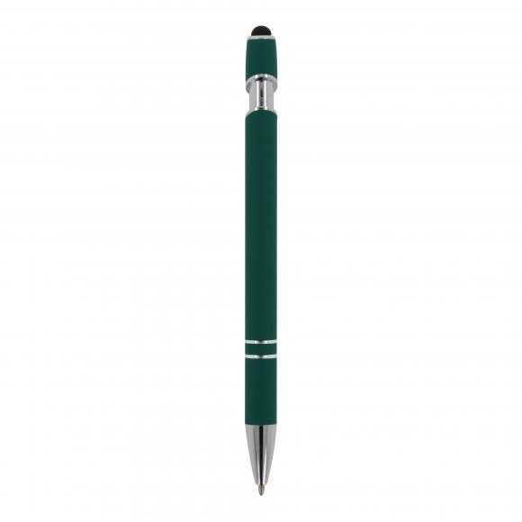 10x Metall-Touchpen Kugelschreiber mit Namensgravur - Soft-Touch - dunkelgrün