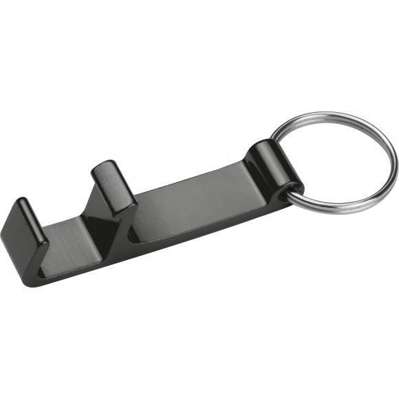 10x Schlüsselanhänger mit Gravur / mit Flaschenöffner / Farbe: schwarz