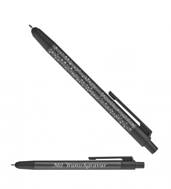 10x Touchpen Kugelschreiber aus Metall "Sterne" mit Gravur