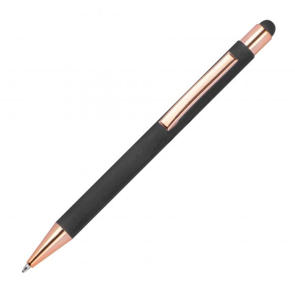 10x Touchpen Kugelschreiber mit Gravur / aus Metall / Farbe: rosegold-anthrazit