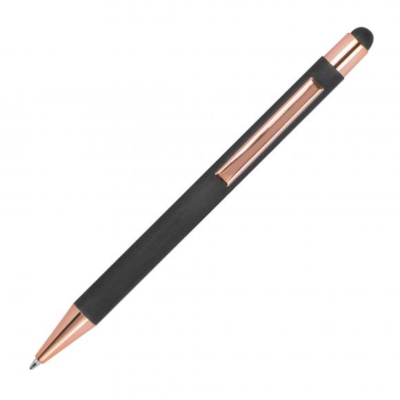 10x Touchpen Kugelschreiber mit Gravur / aus Metall / Farbe: rosegold-anthrazit