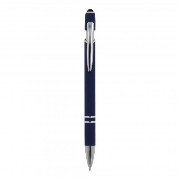 10x Touchpen Kugelschreiber mit Gravur / aus Metall / Soft-Touch / dunkelblau